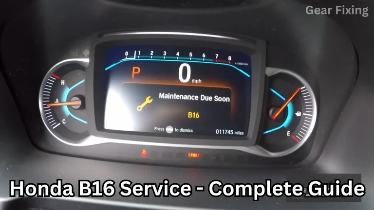 Car dashboard indicating Honda B16 service due soon.